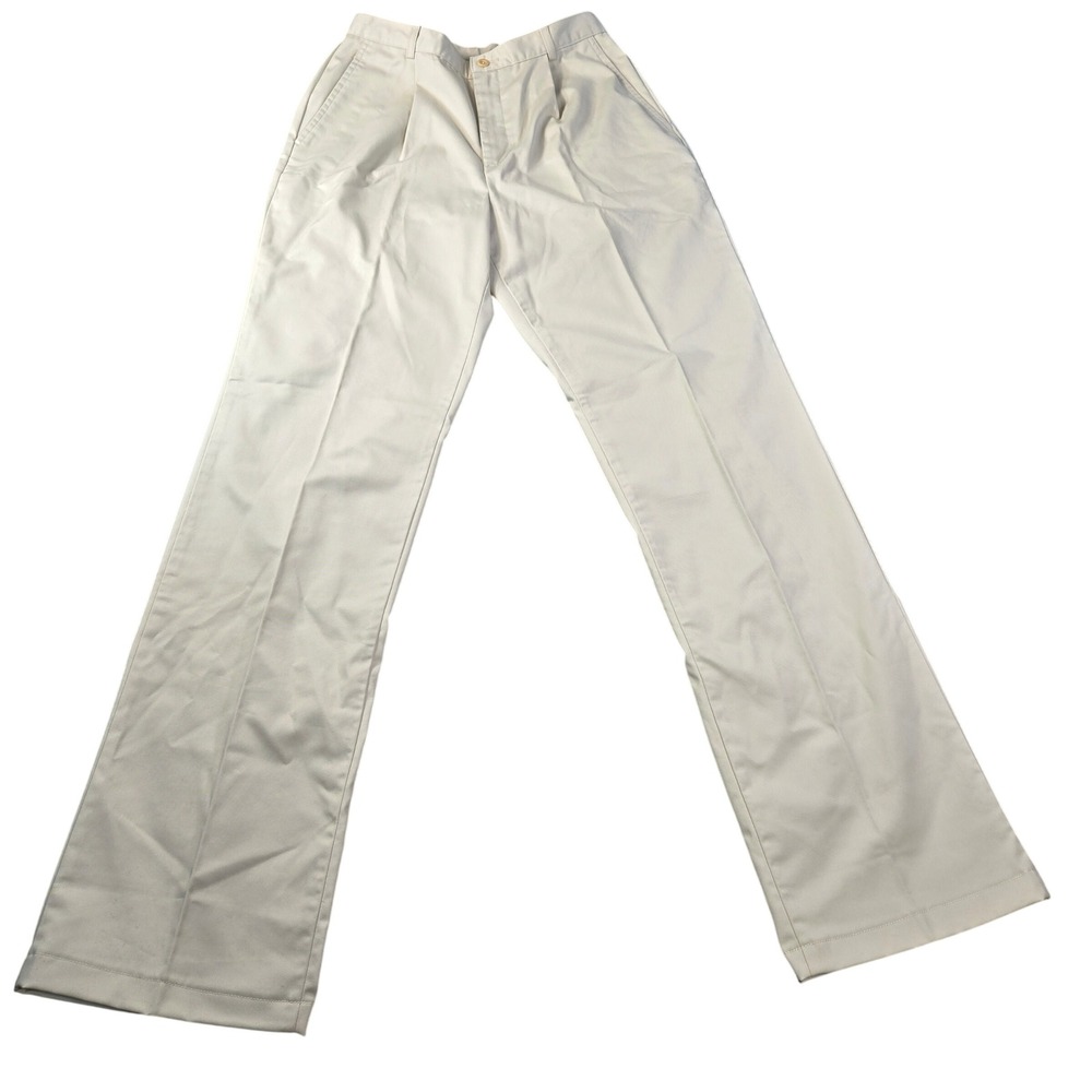 Lands End Womens 6 Tall Pleated Chinos Light Stone Cotton Teflon Khaki Pants NEW